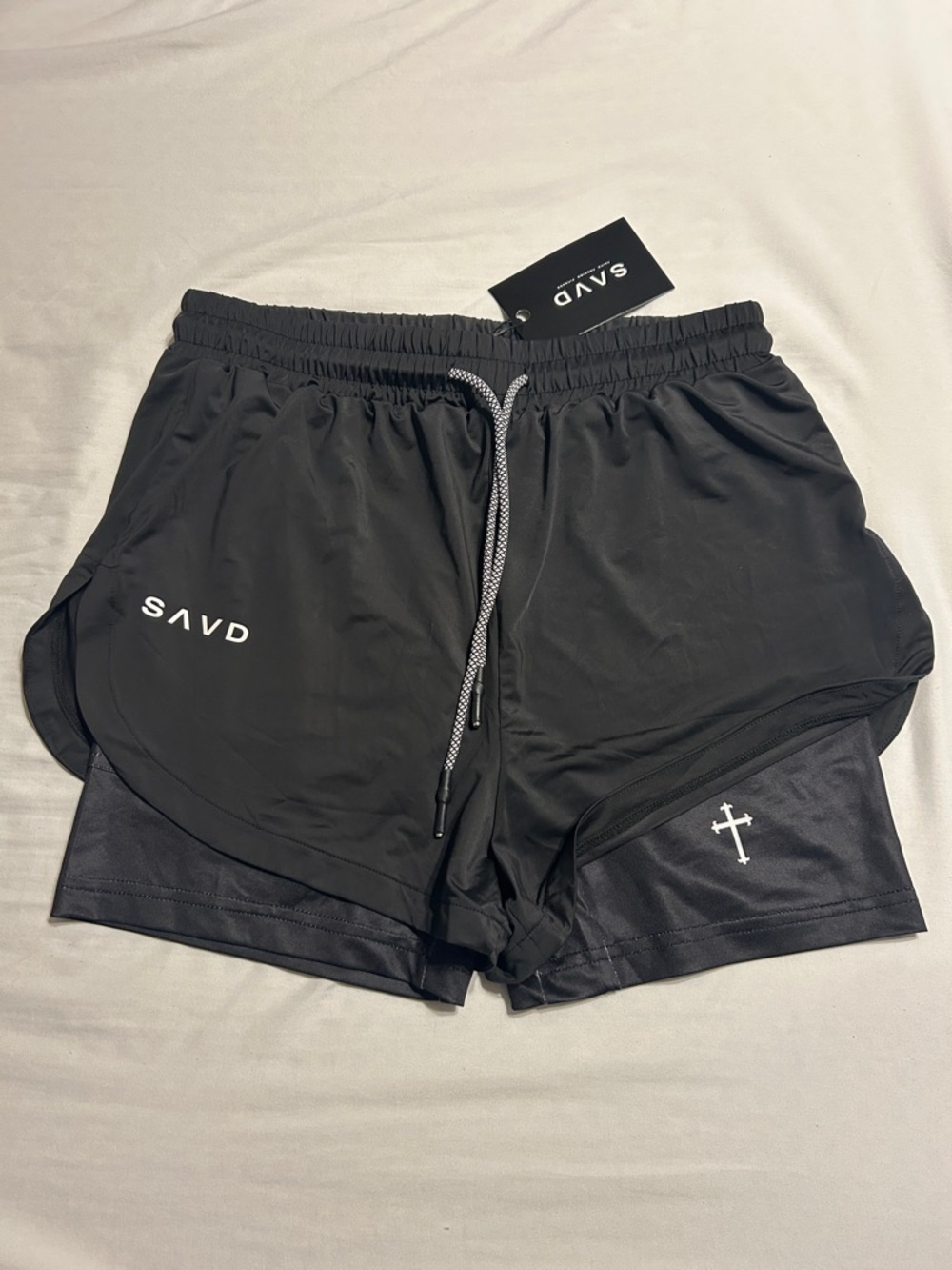 SAVD Women’s Black Two-in-One Running Shorts